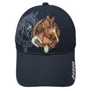 Santo Cap Horse Rodeo Embroidery Baseball Cap Blue One Size Strapback Hat Animal